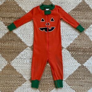 Hanna Andersson Halloween Jack-O-Lantern Orange Zip Sleeper - Size 12-18 Months